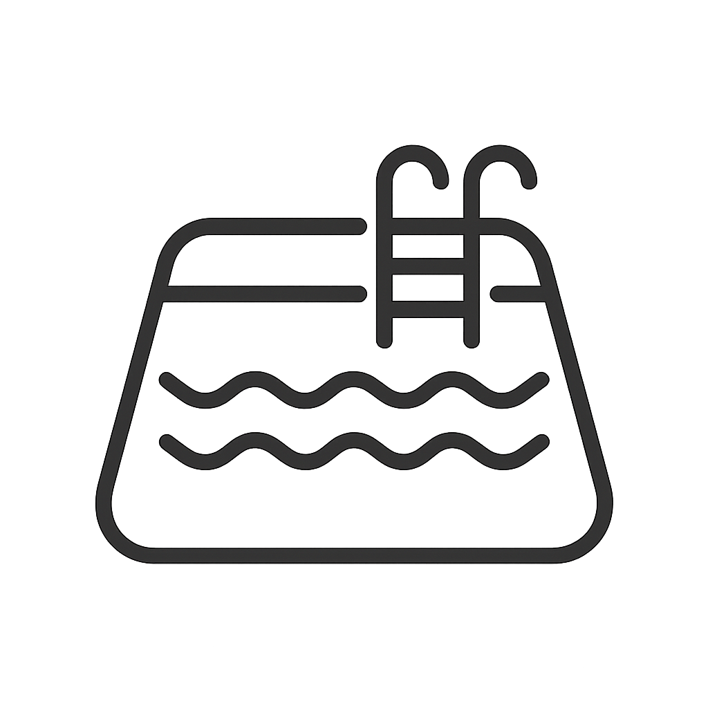 Black icon of a swimming pool with water.